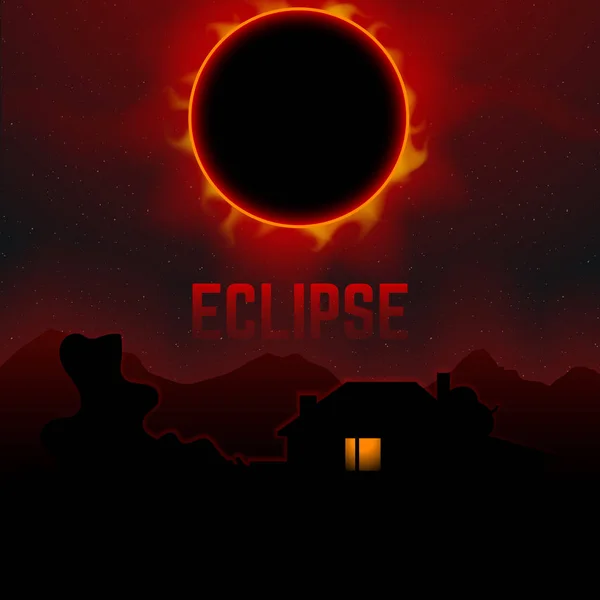 Éclipse Solaire Totale Sur Planète Terre — Image vectorielle