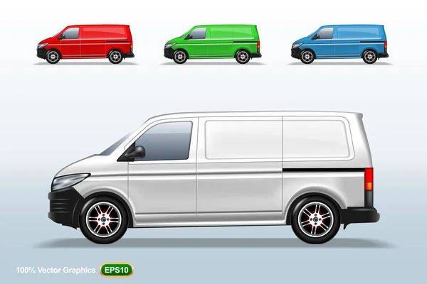 Ensemble Différents Modèles Camionnette Livraison Couleur Mise Page Modifiable — Image vectorielle