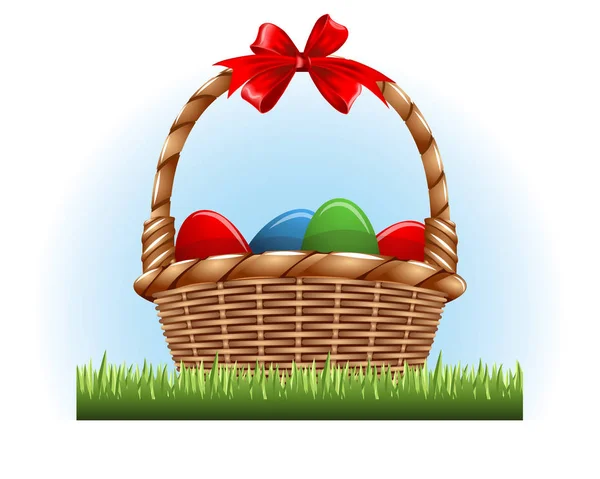 Huevos Pascua Cesta — Vector de stock