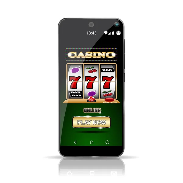 Smartphone Zeigt Spielautomaten Casino Online Hochdetailliertes Bild Alles Ebenen Und — Stockvektor