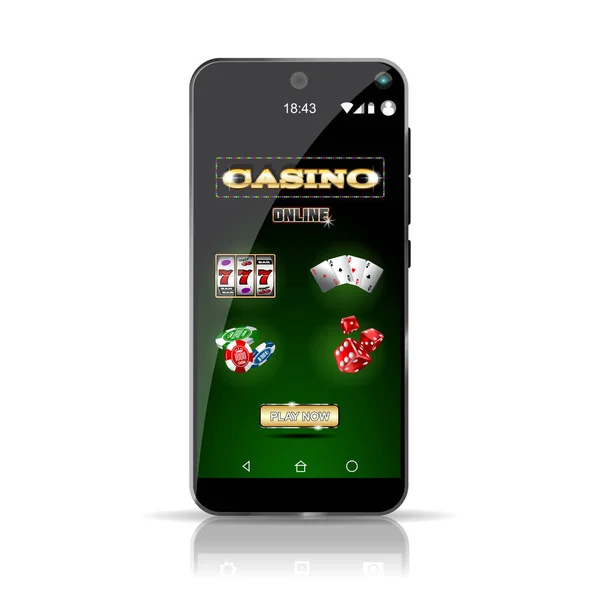 Smartphone Tonen Verschillende Aanbiedingen Van Het Casinospel Zeer Gedetailleerde Foto — Stockvector