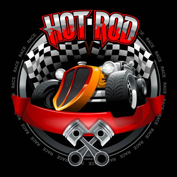 Vintage Hot Rod logo baskı T-shirt veya poster almak için. Vektör çizim.