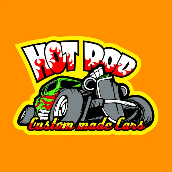 Hot Rod Egyéni Készült Autók Shirt Nyomtatási Sablon — Stock Vector