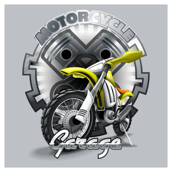 Rosso Estremo Road Motorbike Modello Logo Garage Illustrazione Vettoriale — Vettoriale Stock