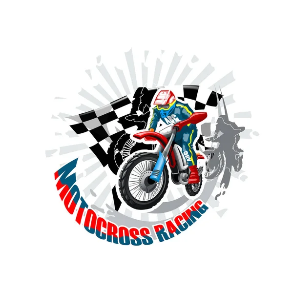 Extrem Rotes Offroad Motorrad Motocross Rennen Vektorillustration — Stockvektor