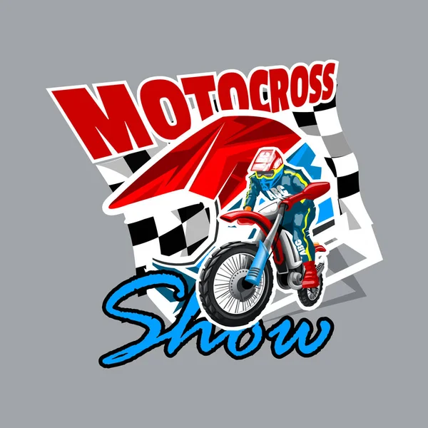Extrem Rotes Offroad Motorrad Motocross Show Vektorillustration — Stockvektor