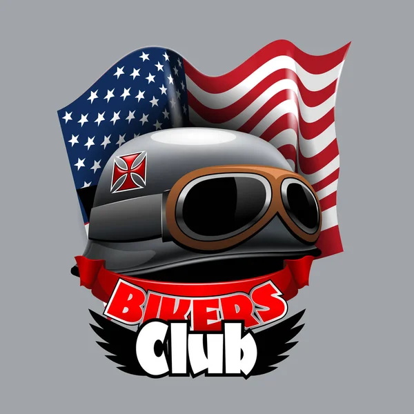 Rocznika Logo Klubu Rowerzystów Confiderate Amerykańska Flaga — Wektor stockowy