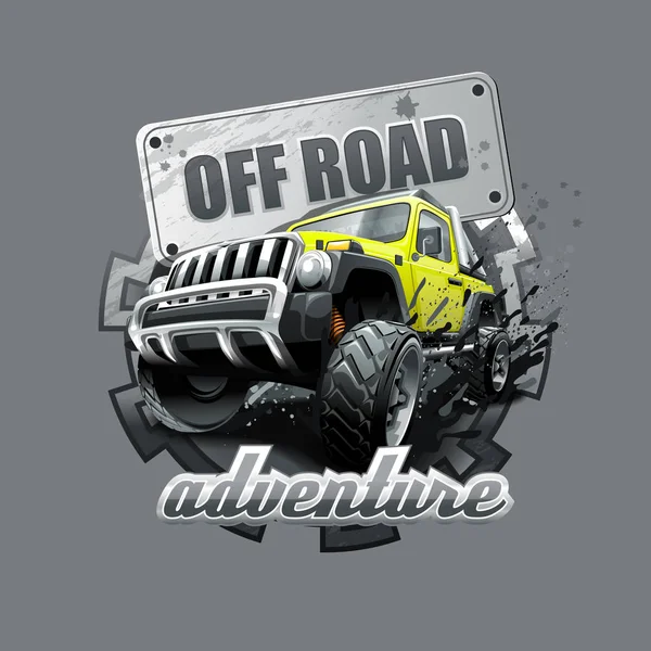 Aşırı sarı Off Road araç Suv. Vektör çizim.