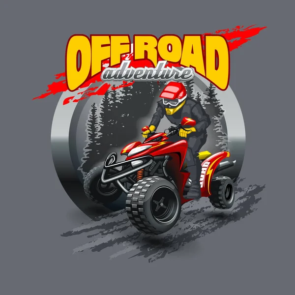 Extreme Rode Road Quad Bike Vectorillustratie — Stockvector