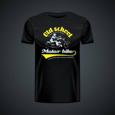 Eski okul motosiklet yerleşimli Vintage t-shirt şablonu