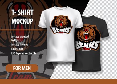 T-Shirt Mockup bira ifade iki renk ile. Mockup ve düzenlenebilir katmanlı.