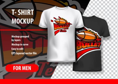 T-Shirt Mockup kurşun ifade iki renk ile. Mockup ve düzenlenebilir katmanlı.