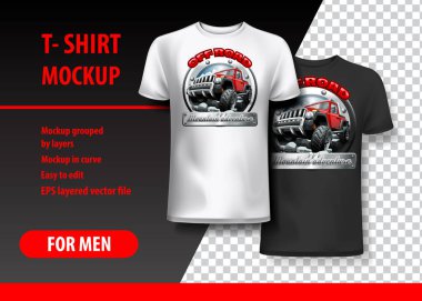 T-Shirt şablon, Vintage Off Road logolu tamamen düzenlenebilir. EPS 10 vektör çizim.