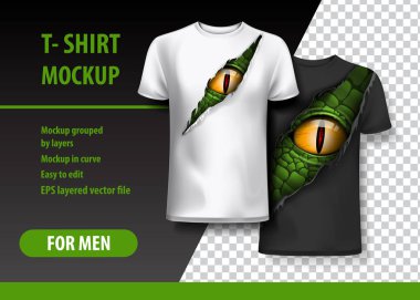 T-Shirt şablon, yırtık kıyafetler tamamen düzenlenebilir. EPS 10 vektör çizim.
