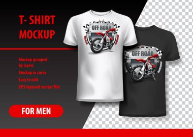 T-Shirt şablon, Motocross logolu tamamen düzenlenebilir. EPS 10 vektör çizim.