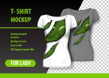 T-Shirt şablon, yırtık kıyafetler tamamen düzenlenebilir. EPS 10 vektör çizim.