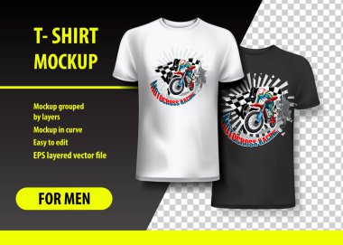 T-Shirt şablon, Motocross yarış ile tamamen düzenlenebilir. EPS 10 vektör çizim.