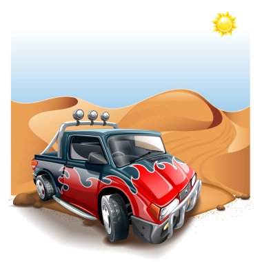 Off-Road cuv araba ıssız tepe üzerinde.