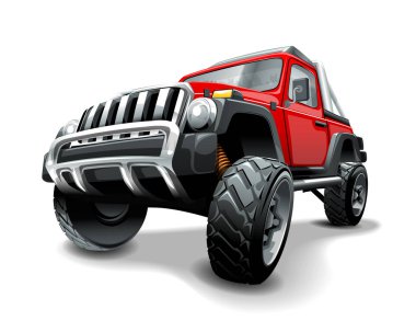 Aşırı kırmızı Off Road araç Suv. İzole vektör çizim.