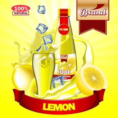 Logo ve etiket limon reklamlarla suyu. Gerçekçi düzenlenebilir mockup