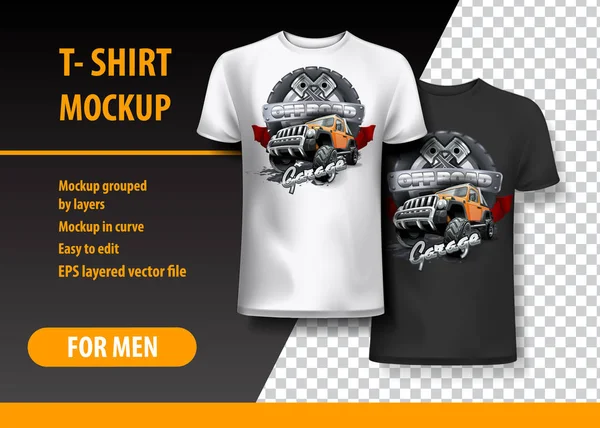 T-Shirt şablon, Vintage Off Road logolu tamamen düzenlenebilir. EPS 10 vektör çizim.