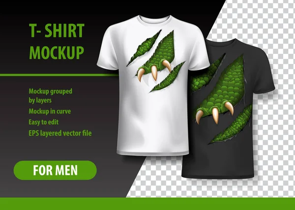 T-Shirt şablon, yırtık kıyafetler tamamen düzenlenebilir. EPS 10 vektör çizim.