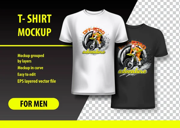 T-shirt Mock-up Template with Carp Fishing Tournament. Editable