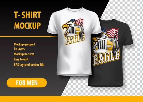 Modello Shirt Completamente Modificabile Con Logo Truck Eagle Illustrazione Vettoriale — Vettoriale Stock