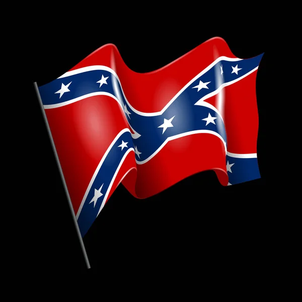 Schwenkt Die Amerikanische Konföderierten Flagge Isoliert Auf Schwarz — Stockvektor