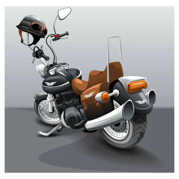 Moto Classica Nera Vintage Immagine Moto Cartone Animato — Vettoriale Stock