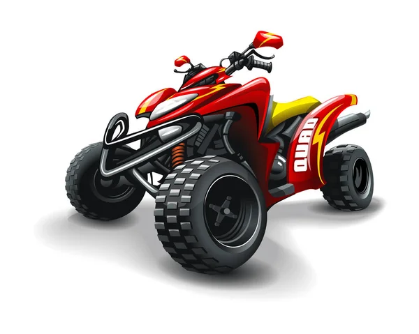 Rode Quad Bike Met Strips Witte Achtergrond — Stockvector