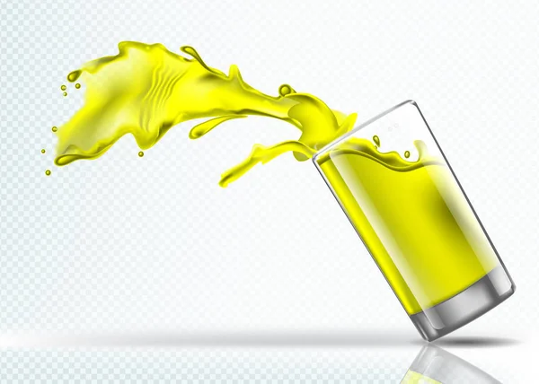 Splash Mango Juice Falling Glass — Stock Vector