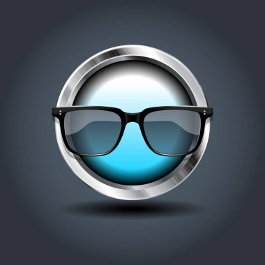Güneş gözlüğü, çelik rozet simge yuvarlanır. UI oyun için.