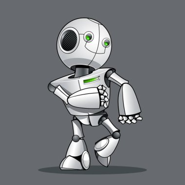 Komik çocuk robot, yürüme, dans. EPS 10 vektör grafikleri. Katmanlı ve düzenlenebilir. Instagram - vector_eps -