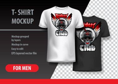 T-Shirt şablon, biniciler skull teması ile tamamen düzenlenebilir. EPS 10 vektör çizim.