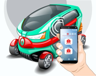 Elektrikli Otomobil ön ve arka kamera seçenekleri. EPS 10 vektör grafikleri. Ve düzenlenebilir katmanlı.