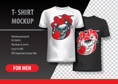 Jocker kafatası ile T-Shirt şablonu.