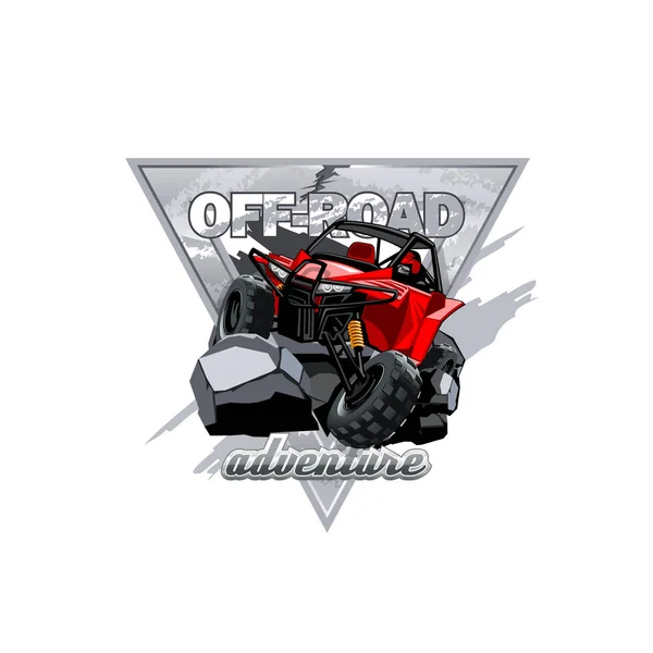 Off-Road Atv arabası Logo, macera dağlarda.