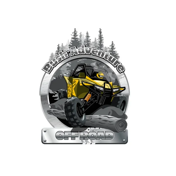 Road Atv Buggy Logo Bush Adventute — Stockvector