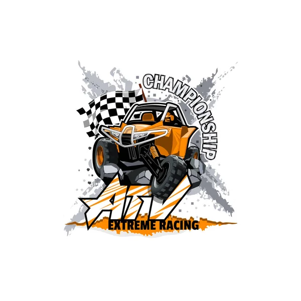 Road Atv Buggy Logo Extreme Championship — Stock Vector