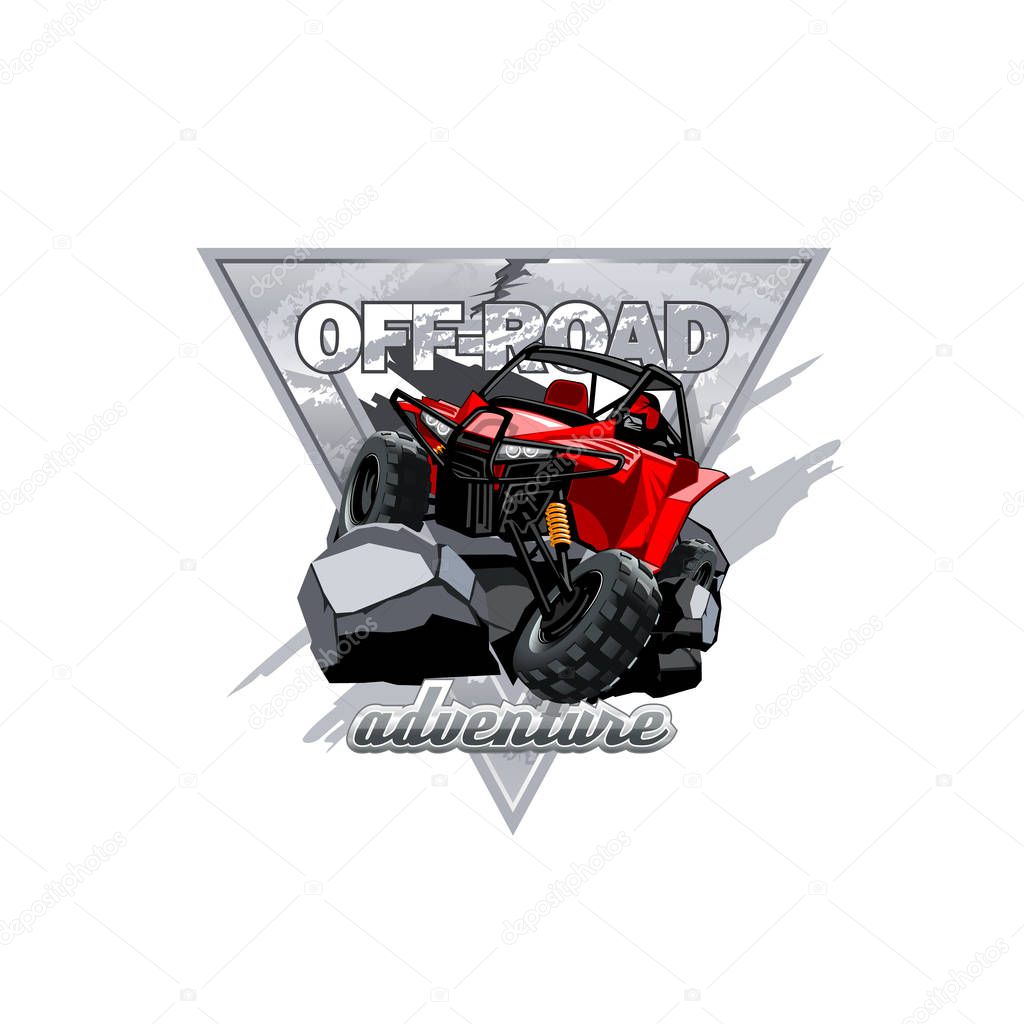 Off-Road ATV Buggy Logo, Adventure in the mountains.