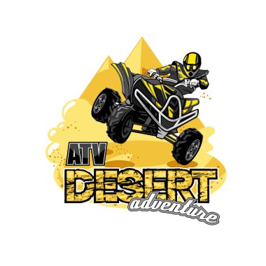 Quad bisiklet Off-Road Atv Logo, çöl macera.
