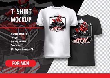 T-Shirt şablon, iki renk ile Atv Off-Road Quad bisiklet Logo, tamamen düzenlenebilir.