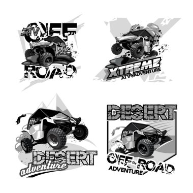 Off-Road ATV Buggy, Black and White Logo. clipart
