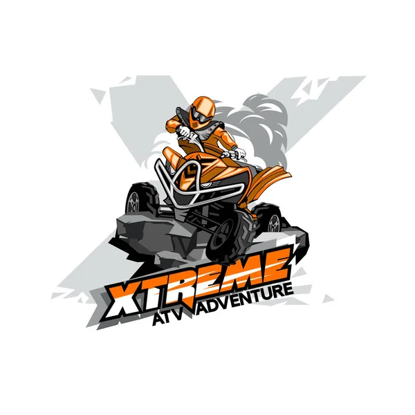 Quad Bike Road Atv Logo Extreme Adventure — Stock Vector