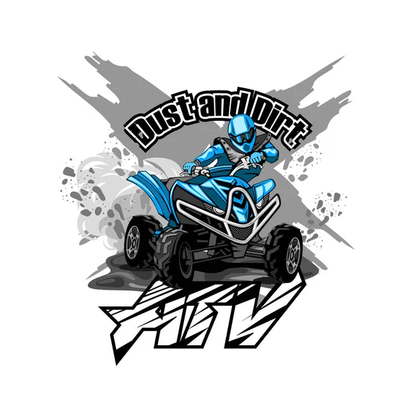 Fyrhjuling Road Atv Logotyp Damm Och Smuts — Stock vektor