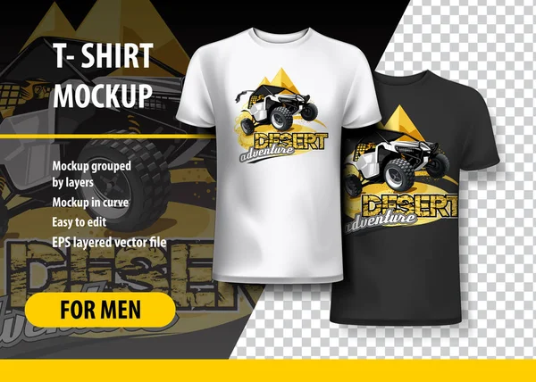 Shirt Şablon Atv Ile Road Buggy Logo Tamamen Düzenlenebilir Eps — Stok Vektör