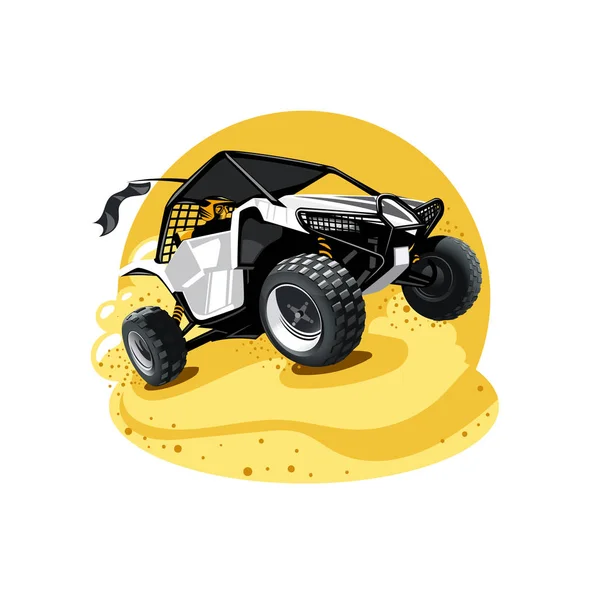 Todoterreno Atv Buggy Paseos Verdad Las Arenas Color Amarillo — Vector de stock