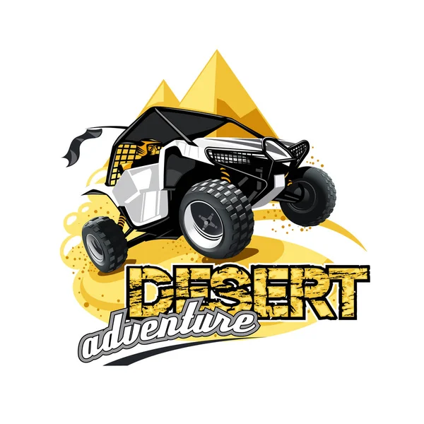 Road Atv Buggy Logo Woestijn Avontuur — Stockvector