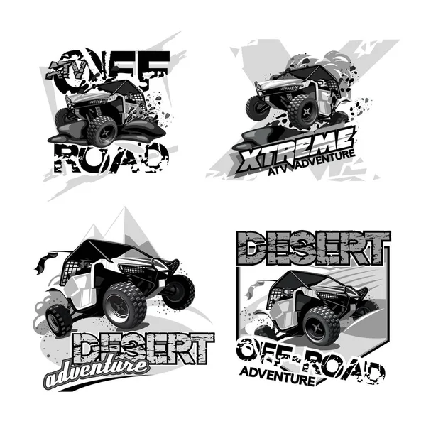 Road Atv Buggy Negro Blanco Logo — Vector de stock